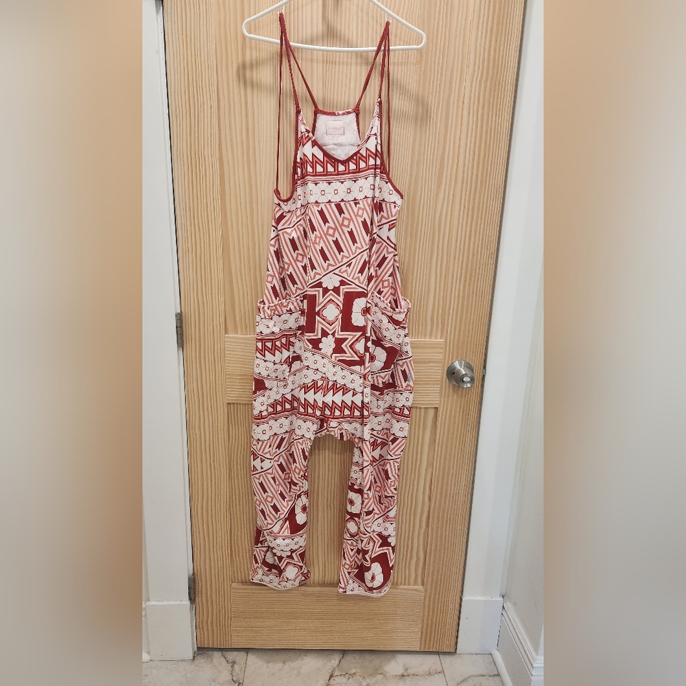 Stylish Red Patterned Jumpsuit